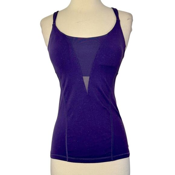 LULULEMON Exquisite Mesh Tank Top Nightfall Deep Blue Purple Built In Bra Size 4 - Picture 3 of 13